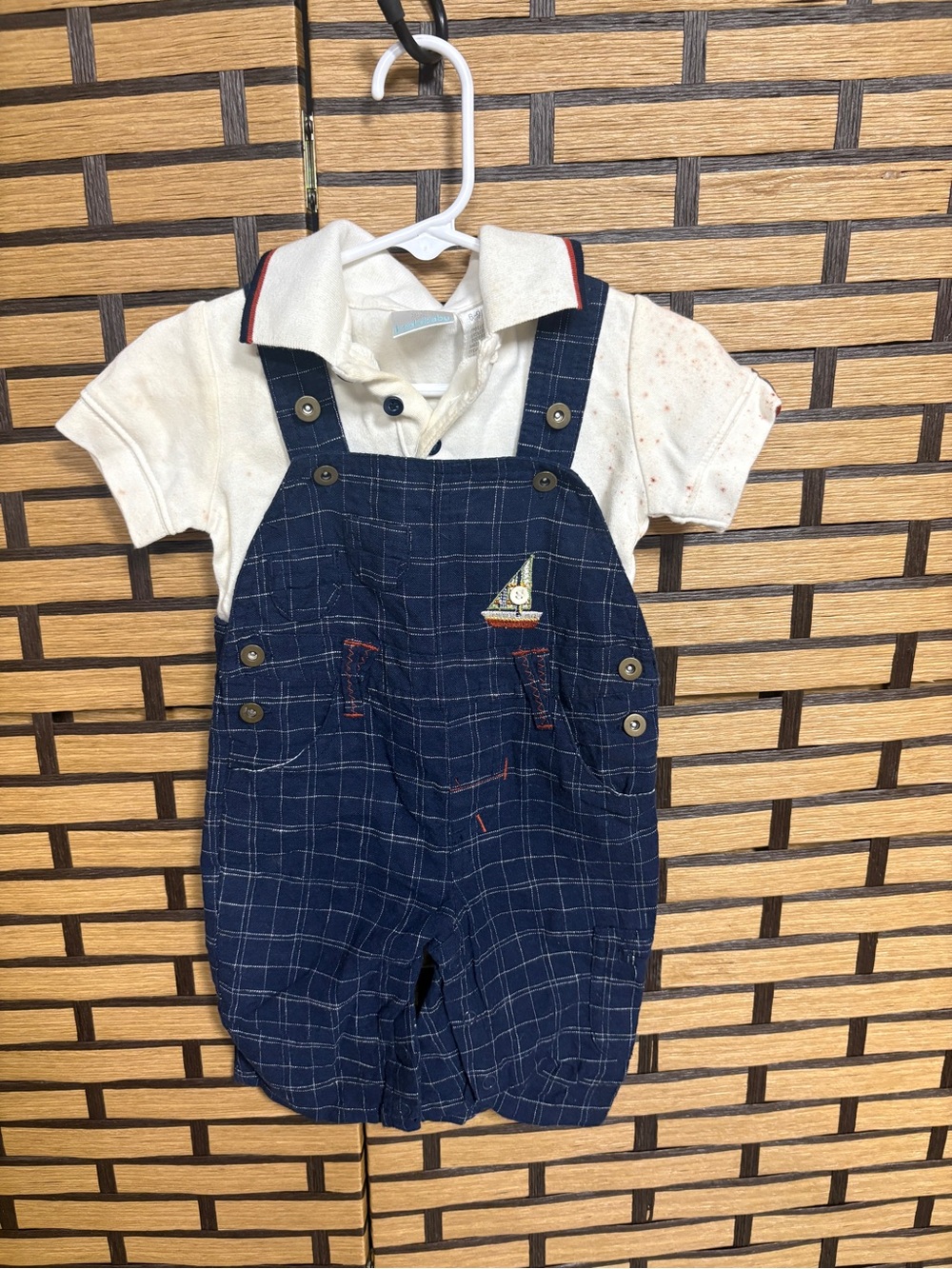 Koalababy two piece overall sail boat set size 6-9 months